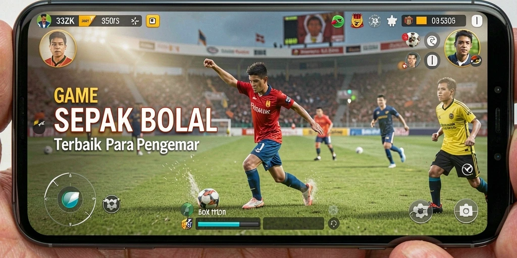 Tangkapan layar utama 33ZK menampilkan aksi seru di lapangan sepak bola.