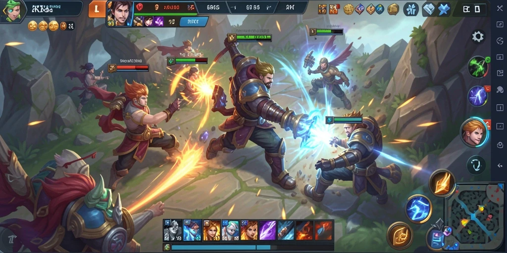Screenshot gameplay 6RT menampilkan pertarungan tim yang epik.