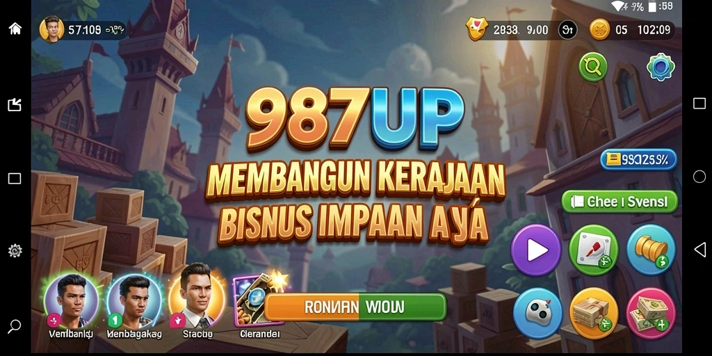 Screenshot gameplay 987UP menampilkan momen penting saat membangun bisnis Tycoon.