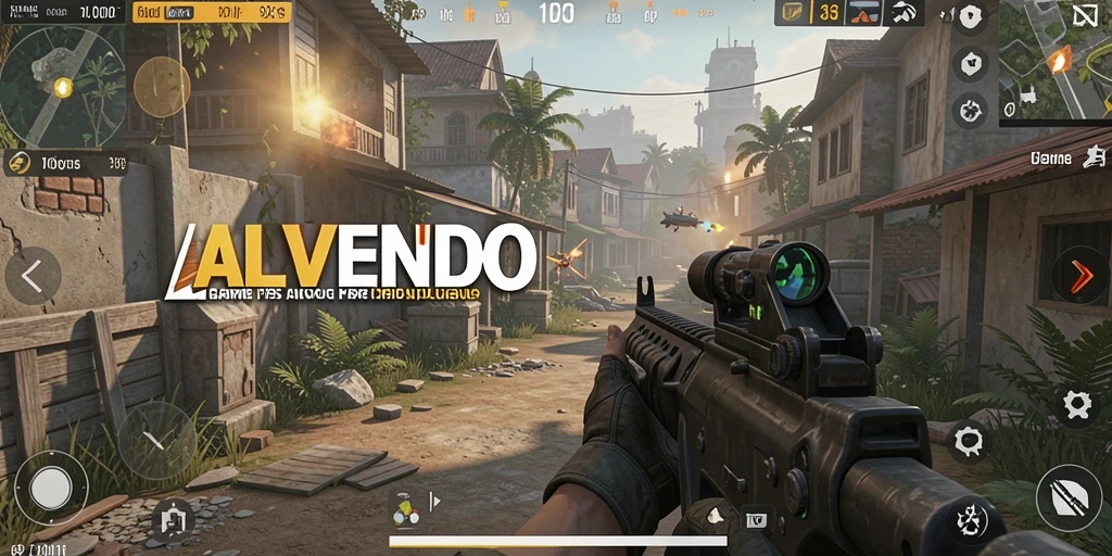 Tangkapan layar gameplay ALVENDO yang menampilkan aksi mendebarkan dalam pertempuran FPS.