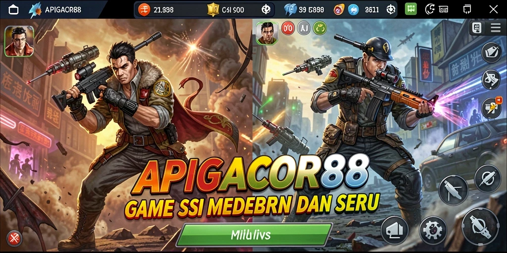 Tampilan gameplay seru dan penuh aksi di APIGACOR88.