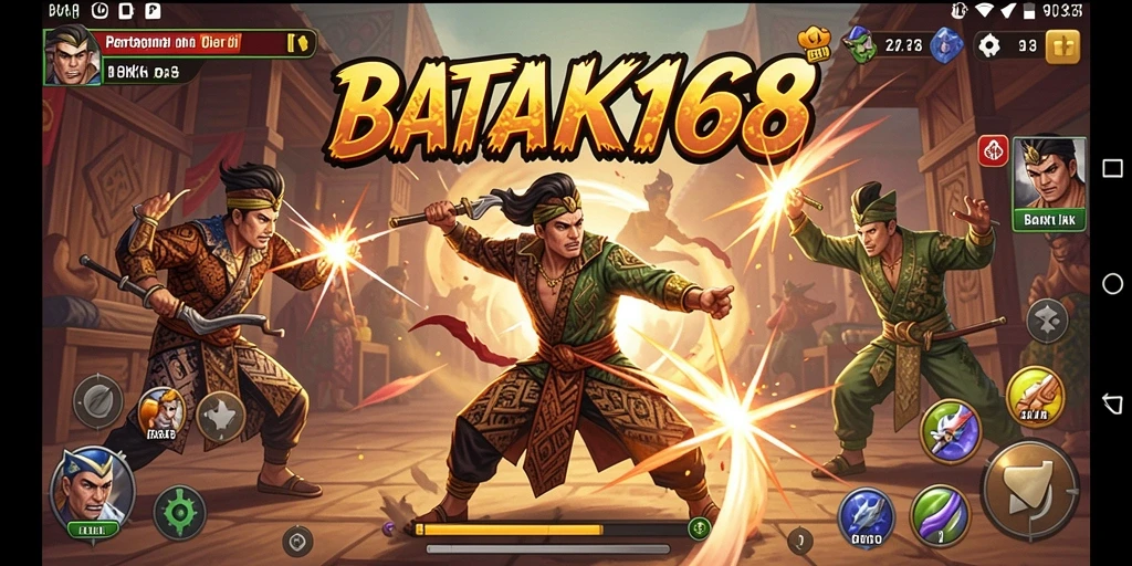 Tampilkan pertarungan epik dengan karakter batik unik.