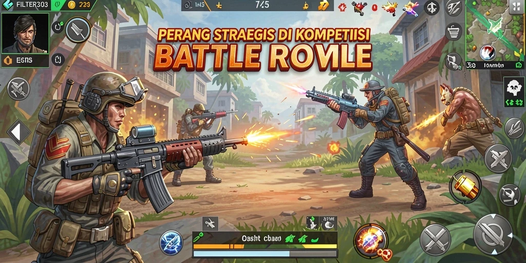 Gameplay menegangkan dalam pertempuran Battle Royale yang intens.