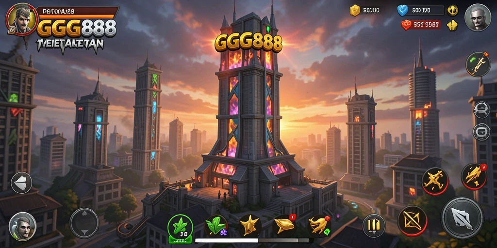 Screenshot GGG888 menampilkan aksi menara pertahanan yang mendebarkan.