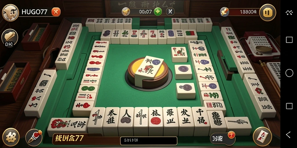 Gameplay HUGO77 yang menarik dan seru saat mencocokkan ubin Mahjong.