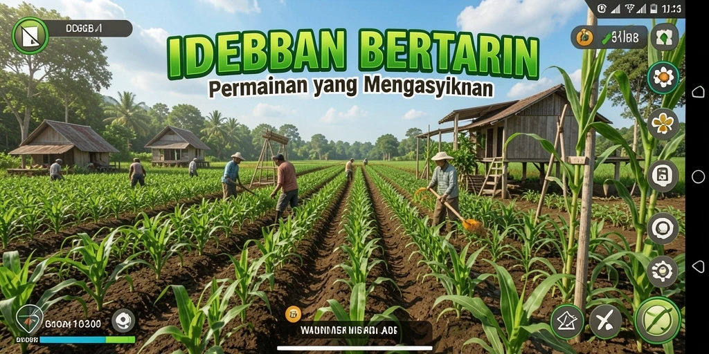 Screenshot dari gameplay IDEBET yang menunjukkan ladang yang indah.