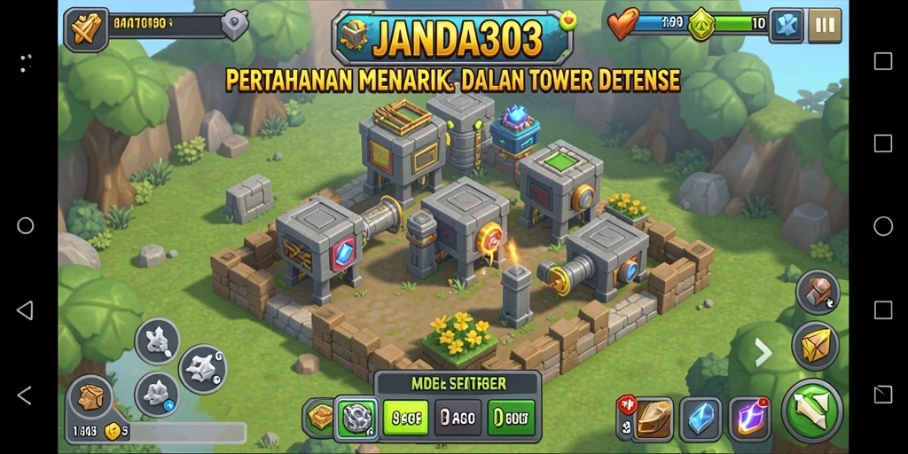 Gameplay seru Tower Defense dengan menara yang beragam.