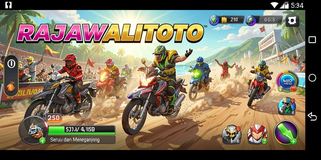Tampilan gameplay balapan seru di RAJAWALITOTO
