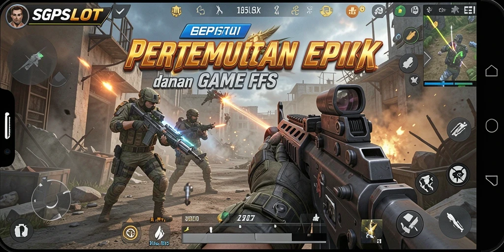 Screenshot gameplay <strong>SGPSLOT</strong> menampilkan aksi tembak-menembak yang intens.