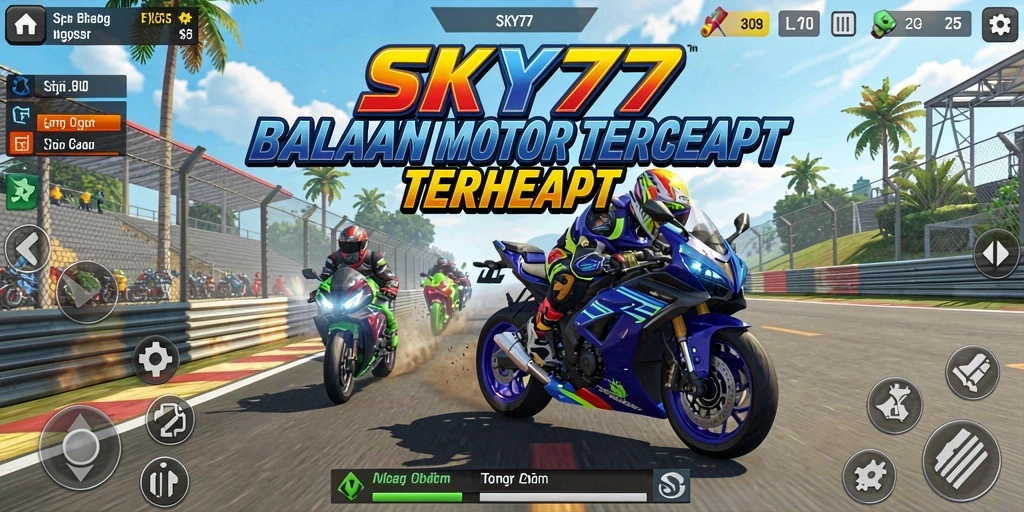 Tampilan menarik dari gameplay balapan motor di SKY77.