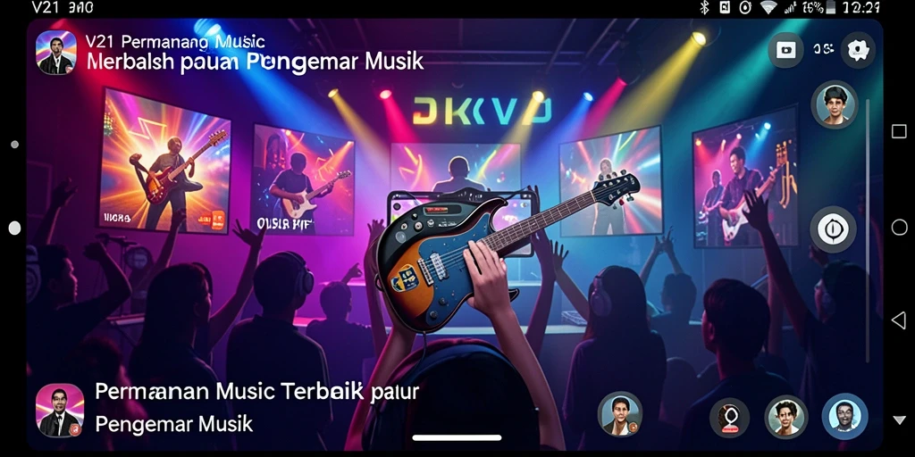 Screenshot V21 menunjukkan pengguna menikmati pengalaman musik yang interaktif.