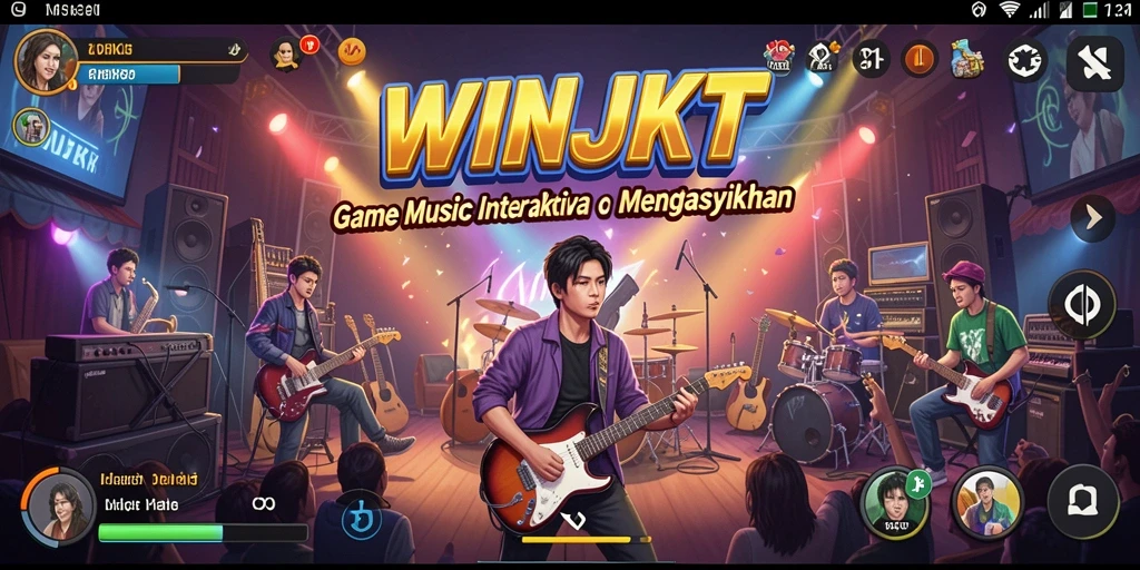 Screenshot gameplay WINJKT yang penuh aksi dan musik.